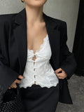 Picsgirl -  Women guizio V neck Lace Button Up Camis