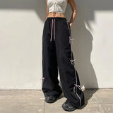 PICSGIRL  -  Sweet Bow Straight Loose Wide Leg Pants Korean Style Fashionable Simple Casual Pants Y2k Retro Hot Girl Trousers Women Clothing