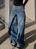 PICSGIRL  -  Y2K Style New Rock Hip Hop Baggy Wide Leg Jeans Pants Women 90S Clothes Vintage Straight Lady Denim Trousers Ropa Mujer