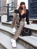 PICSGIRL  -  Stylish Leopard Printed High Waist Pants Women 2024 Spring Summer Charming Slim Bell-bottoms Newest Female Street Flare Trousers