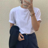 PICSGIRL  -  Summer Pure Cotton Women Top Short Sleeved Spring and Autumn Inner Matching Loose Bottomed Shirt Korean Shoulder White T-shirt