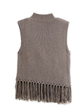 PICSGIRL  -  Tassels Knit Vests Women Casual Loose Half Neck Sleeveless Hollow Out Vest Female Fashion Solid Soft New Knitwears Lady