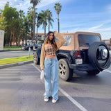 PICSGIRL  -  2024 High Waist Straight Women's Jeans Casual Women New Blue Denim Trousers Fashion Streetwear Wide Leg Baggy Pants