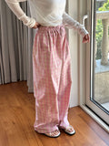 PICSGIRL  -  Spring and Summer Women's Casual Plaid High Waisted Loose Wide Leg Pants