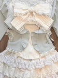 PICSGIRL  -  Sweet 3 Piece Sets Women Harajuku Ruffled Cardigan + Lace Patchwork Bow Vest + Mini Cake Skirts Cute Y2k Aesthetic Outfits Suit