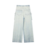 PICSGIRL -  Women Spring Fall Muti Pocket Cargo Wide Leg Denim Jeans Pants Trousers