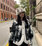 PICSGIRL  -  Autumn/Winter New Mixed Color Plush Lampholder Fisherman Hat Women's Korean Designer Wide Plush Bucket Hat