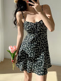 PICSGIRL  -  Women Suspender Dress 2024 Summer Sleeveless Slim Floral Printing Dresses Fashion Elegant Beach Style A-line Dress