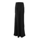 PICSGIRL  -  Autumn Lady Black Skirts Elegant Women Imitation Acetate Satin Black Skirt Women Commuter Satin Dape Fishtail Long Skirts