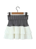 PICSGIRL  -  Sexy Knitted Double Layered Pleated Mini Skirt Women Elegant Sweet High Waist Cake Short Skirts Fluffy Autumn Street Party