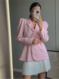 PICSGIRL -  Women Elegant Patchwork Long Blazer Coat Fashion Lapel Double Breasted Long Sleeve Dress 2024 Office Lady Chic Commuting Robes