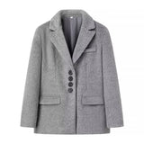 PICSGIRL  -  New Women's Collar Plush Jacket Elegant Loose Chic Coat Winter Thicken Fashion Office Ladies Warm Button Plush Jacket