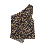 PICSGIRL  -  Women's 2024 Summer New Animal Print Asymmetric Top 0264/091 Drape Mid-Waist Wide-Leg Pants