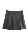 PICSGIRL  -  Vintage Dark Grey Mini Skirts Women Ruffles Pleated Sexy Shorts Skirts Female Fashion 2024 Streetwear Mujer Faldas