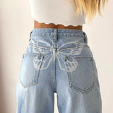 PICSGIRL  -  2024 New Fashion Straight Leg Pants Y2k Denim Trousers Vintage Loose Blue Washed Mom Jeans Loose Baggy Pants