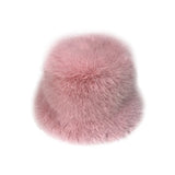 PICSGIRL  -  Fluffy Fur Bucket Hat for Women Imitation Mink Hair Warm Basin Cap Thickened Plush Winter Hats Lady Fashion Panama Fisherman Cap