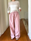 PICSGIRL  -  Spring and Summer Women's Casual Plaid High Waisted Loose Wide Leg Pants