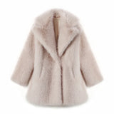 PICSGIRL  -  Lapels Faux Fur Coat Women 2024 Winter Brand Designer Fluffy Fox Fur Jacket Luxury Furry Overcoats Girl Stylish Long Outerwear