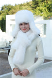 PICSGIRL  -  Hat Scarf Set Winter Warm Earmuffs Hat Girl Hat Natural Fluffy Plush Hat Leather Hat  Шапка Женская