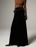 PICSGIRL  -  Maxi A-Line Skirt with Side Slit High Waist Black Long Straight Skirt Leg Velvet Drape Slimming Spring/Autumn Women Clothing