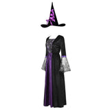 PICSGIRL  -  Witch Costume Women Long Sorceress Classic Dress Adult Renaissance Outfits Halloween Dress-up Disguise Role Playing Party Outfit