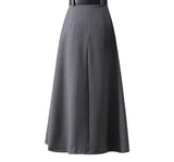 PICSGIRL  -  Fashion A-line Pleated Long Skirt For Women 2024 New Preppy Style High Waist Invisible Zipper Spring Summer Skirt With Belt