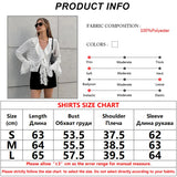 PICSGIRL  -  Elegant Ruffled White Shirts Women 2024 Fashion V-Neck Flare Sleeve Sexy Blouses Casual Lace-Up Party Transparent Tops Lady