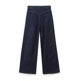 PICSGIRL  -  Autumn Winter Women High Waist With Belt Loops Pockets Wide Leg  Jeans