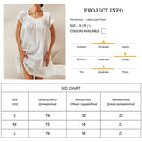 PICSGIRL  -  Women's Night Dress White Cotton Short Sleeve Sleepwear Female Loose Lace Patchwork Woman Dresses Solid Spring Casual