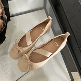 PICSGIRL  -  NEW Spring/Autumn Flats Mary Jane Shoes Square Toe Women's Shoes Bow Velvet Ballet Flats Women Shoes