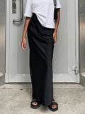 PICSGIRL  -  Autumn Lady Black Skirts Elegant Women Imitation Acetate Satin Black Skirt Women Commuter Satin Dape Fishtail Long Skirts