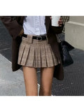 PICSGIRL  -  Summer Ladies Y2k Style Summer Pleated Short Skirt 2024 Girls Spring Fashion Plaid Print High Wiast Mini Skirts