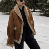 PICSGIRL -  Winter jackets for women faux fur coat women Winter outfits vintage clothes teddy coats for women furry jacket brown