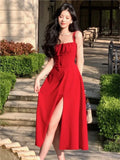 PICSGIRL  -  Summer New Elegant Vintage Midi Bandge Dresses for Women 2024 Sleeveless Lady One Piece Party Dress Prom Robe Outfits Vestidos