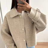 PICSGIRL  -  Fashion Casual Loose Women's Jacket Turndown Collar Single Breasted Solid Color Jackets New Autumn Simple Retro Women Coat