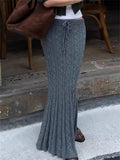 PICSGIRL  -  Twists Woolen Knitted Maxi Skirt Women Lacing Low Rise Slim Long Fishtail Skirt Hottie Autumn Winter Streetwear