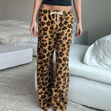 PICSGIRL  -  American Retro Leopard Print Plush Casual Pants Women Autumn Winter Streetwear Hot Girls Loose Warm Harajuku Y2K Pants