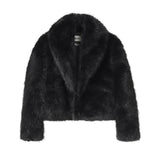 PICSGIRL  -  Street Fashion Shawl Collar Faux Fox Fur Coat Women 2024 Winter Cool Girls Black Short Fur Jacket Vintage Chic Overcoat