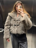 PICSGIRL  -  Vintage Faux Fur Button Coats Women Winter Loose Solid Plush Lapel Cost Female Autumn Warm Versatile High Street Outwear