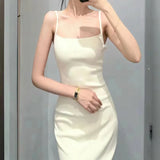 PICSGIRL  -  One-shoulder High-grade Backless Temperament Long Skirt New Women's One-neck Simple Knit Sling Dress