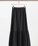 PICSGIRL  -  French Retro Black A-line Zipper Long Skirt For Women Fashion 2024 New Double Layer Chic Casual Solid Pleated Summer Skirts