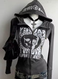 PICSGIRL  -  Women's Slim Fit Versatile Black Leopard Printed Star Classic Style Sweatshirts Punk Winter Street Zip Up Jackets Y2k Clothes