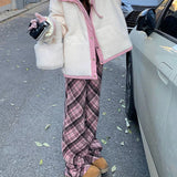 PICSGIRL  -  Winter Vintage Baggy Plaid Pants Woman Korean Fashion Casual Streetwear Harajuku Fleece Trouser Autumn Japanese Style