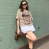 PICSGIRL  -  Funny Print Harajuku Graphic T Shirts For Women Summer Loose Casual Y2k Top Femme Street Casual Oversized T-shirt Ladies