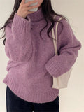 Picsgirl  -  Elegant Sweaters Soft Loose Women Chic Knitted Winter 2025 Casual All Match Pullovers Warm Daily Turtleneck