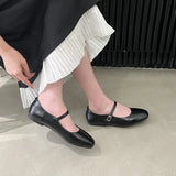 PICSGIRL  -  Korean Style Women Flat Women's Round Toe Retro Single Shoes One Word Buckle Mary Jane Shoes Ballerina Flats Mujer