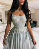 PICSGIRL - Prom Dress Exquisite Strapless Sequin Open Back Tulle Occasion Evening Gown Robe De Soiree Luxe Femme Pour Mariage