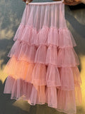 PICSGIRL  -  Sweet Lolita Mesh Ruffles Tutu Skirts Ball Gown Lolita Extended Skirt Lining Daily Lolita Lace Gauze Fluffy Skirt