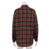 PICSGIRL -  Woman Red Vintage Plaid Blouses Long Sleeve Oversize Casual Shirt Tops with Pockets Autumn Winter Women's Clothing