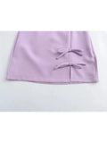 PICSGIRL  -  Cute Bow Knotted Spring Purple Mini Skirts 2024 Summer High Waist Casual Side Zipper Fly Straight Short Skirt